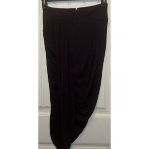 Free People Twist and Shout Skirt In Black Elastic Waist Stretch Small Ruched